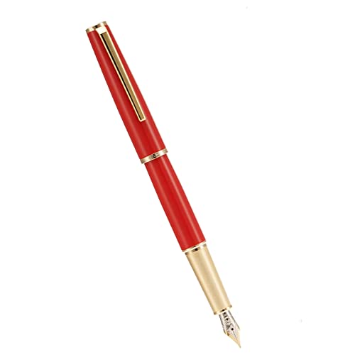 Jinhao 95 Metall Füllfederhalter Mittlere Feder, Lebendiges Rot mit Golden Clip Schreibstift von erofa
