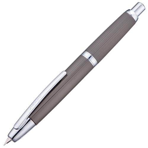 Jinhao 10 Serie Press Füllfederhalter, gebürstet mattgrau, einziehbar, extra feine Feder, mit Tintenkonverter und Stiftebox aus Metall (Silber-Clip-Version) von erofa