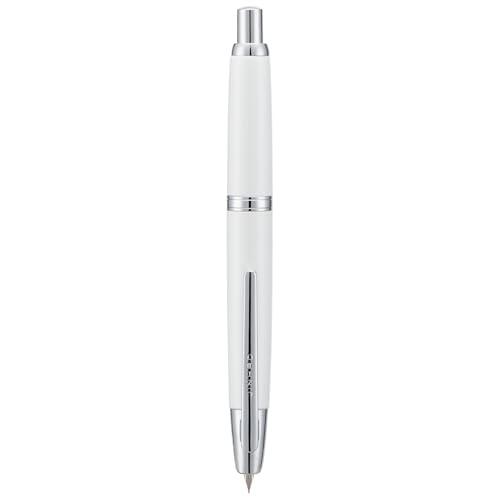 Jinhao 10 Serie Press Füllfederhalter, Perlweiß, einziehbar, extra feine Feder, mit Tintenkonverter und Stiftebox aus Metall (Clip-Version) von erofa