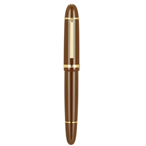 Jinhao X159 Füllfederhalter #8 Medium Feder, Braun mit goldenem Clip Acryl Big Size Schreibstift von erofa