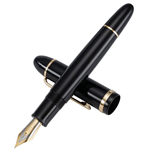 Jinhao X159 Füllfederhalter mit feiner Spitze, schwarz mit goldenem Clip, Acryl, großer Schreibstift von erofa