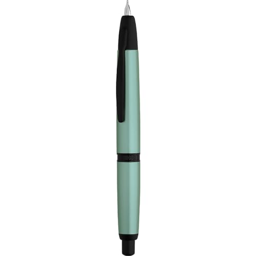 Majohn A1 Press Füllfederhalter feine Feder mit Box, einziehbarer grüner Metall-Tintenstift mit Konverter-Schreibset (Schwarze Clip-Version) von erofa