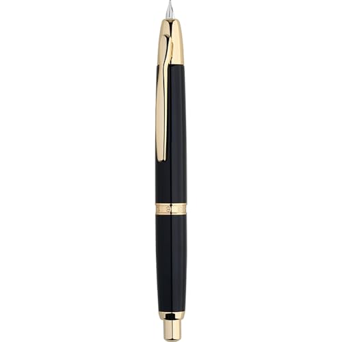 Majohn A1 Press Füllfederhalter feine Feder mit Box, einziehbarer schwarzer Metall-Tintenstift mit Konverter-Schreibset (Goldene Clip-Version) von erofa