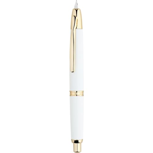 Majohn A1 Press Füllfederhalter feine Feder mit Box, einziehbarer weißer Metall-Tintenstift mit Konverter-Schreibset (Goldene Clip-Version) von erofa