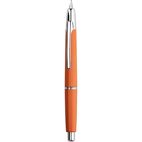 Majohn A2 Press Füllfederhalter Extra Feine Feder mit Box, einziehbare Orange Harz Tinte Stift mit Konverter Schreibstift Set (Silber Clip Version) von erofa