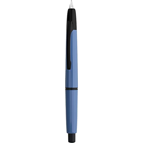 Majohn A2 Press Füllfederhalter Extra Feine Feder mit Box, einziehbarer Blauer Harz Tinte Stift mit Konverter Schreibstift Set (Schwarze Clip Version) von erofa