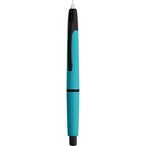 Majohn A2 Press Füllfederhalter Extra Feine Feder mit Box, einziehbarer Blauer See Harz Tinte Stift mit Konverter Schreibstift Set (Schwarze Clip Version) von erofa