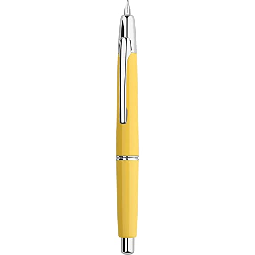 Majohn A2 Press Füllfederhalter Extra Feine Feder mit Box, einziehbarer Gelber Harz Tinte Stift mit Konverter Schreibstift Set (Silber Clip Version) von erofa