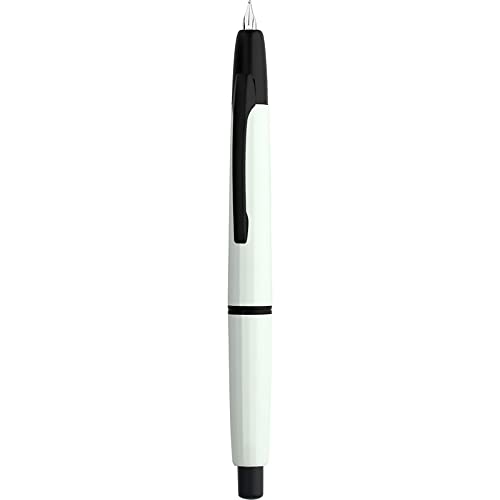 Majohn A2 Press Füllfederhalter Extra Feine Feder mit Box, einziehbarer Weißer Harz Tinte Stift mit Konverter Schreibstift Set (Schwarze Clip Version) von erofa