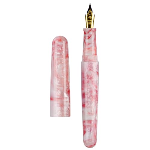 erofa Fuliwen 017 Füllfederhalter, mittlere Feder, rosa Zelluloidschaft, Tintenstift mit kleiner Stifttasche erofa Fuliwen 017 Füllfederhalter, mittlere Feder, rosa Zelluloidschaft, Tintenstift mit kleiner Stifttasche von erofa