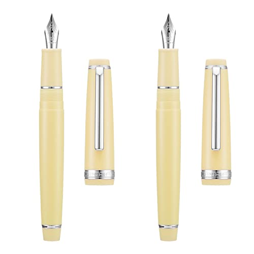 erofa Jinhao 82 Füllfederhalter aus Kunstharz, extrafeine und feine Spitze mit Konverter, Gelb mit silberfarbenem Clip, 2 Stück erofa Jinhao 82 Füllfederhalter aus Kunstharz, extrafeine und feine Spitze mit Konverter, Gelb mit silberfarbenem Clip, 2 Stück von erofa