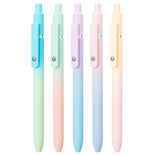 erofa Zennyth Gelstifte, schnell trocknende Tinte, schwarze Mine, feine Spitze, Premium-Kugelschreiber, einziehbar, Regenbogen-Stil, 5 Stück von erofa