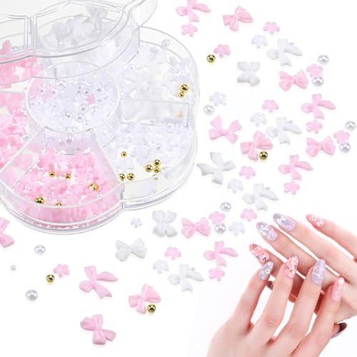500 Stück Nail Charms - 3D Rosa Bogen Nail Art Dekoration Blumen Nagel Charms Weißen Halbperlen Charms Mit Nail Art Werkzeug Für Festival, Tägliche Nageldekoration Accessoires 500 Stück Nail Charms - 3D Rosa Bogen Nail Art Dekoration Blumen Nagel Charms Weißen Halbperlen Charms Mit Nail Art Werkzeug Für Festival, Tägliche Nageldekoration Accessoires von ertlutw