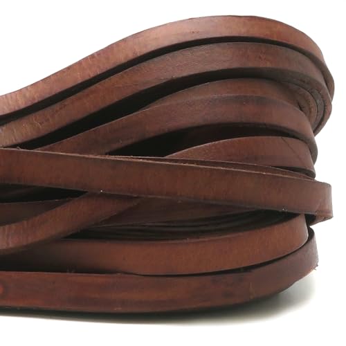 Lederband Flach 10 mm x 2,5 mm. Antik Braun - 30 Meter Lederband Flach 10 mm x 2,5 mm. Antik Braun - 30 Meter von esnado