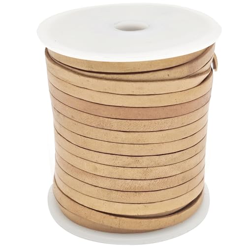 esnado Lederband flach | Breite 4 mm, Dicke 1 mm | Länge: 10 Meter | Farbe: Natur | ECHTES Leder - pflanzlich gegerbt | zum Basteln | Herstellung von Schmuck esnado Lederband flach | Breite 4 mm, Dicke 1 mm | Länge: 10 Meter | Farbe: Natur | ECHTES Leder - pflanzlich gegerbt | zum Basteln | Herstellung von Schmuck von esnado