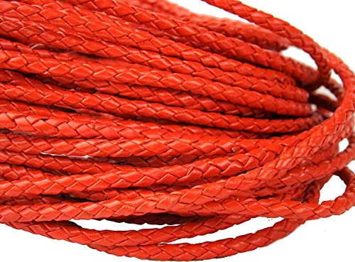 Lederschnur Rund geflochten 3 mm. Orange 10 m - Länge: wählbar Lederschnur Rund geflochten 3 mm. Orange 10 m - Länge: wählbar von esnado