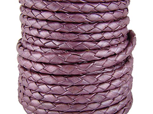 esnado Lederschnur geflochten 1 m | Durchmesser 4 mm.| Farbe: Lila | Für Schmuckherstellung und kreative Projekte von esnado