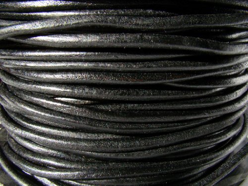 esnado Lederband, Lederschnur, Lederriemen 10 m | Rund 5 mm. Farbe: Schwarz - vegetabil gegerbt - perfekt für das krative Lederhandwerk von esnado