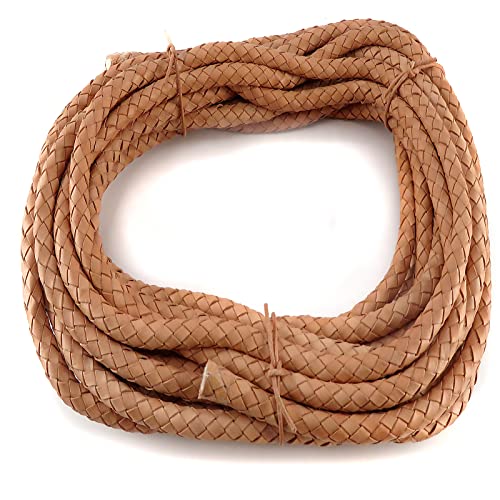 esnado Lederband-Bolaband rund geflochten | 10 mm | Farbe: Natur | Länge: 2 Meter | ECHTES Leder - pflanzlich gegerbt | zum Basteln | Herstellung von Armbändern, Schmuck von esnado