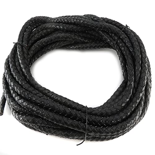 esnado Lederband-Bolaband rund geflochten | 10 mm | Farbe: Schwarz | Länge: 2 Meter | ECHTES Leder - pflanzlich gegerbt | zum Basteln | Herstellung von Armbändern, Schmuck von esnado