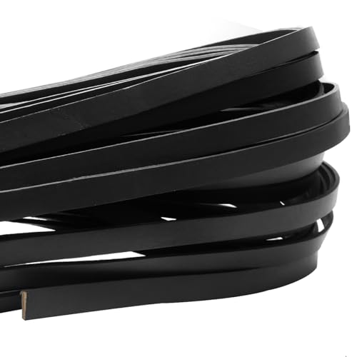esnado Lederband Flach 10 mm x 2 mm | Schwarz | 1 Meter | für das kreative Lederhandwerk und zum Basteln von esnado