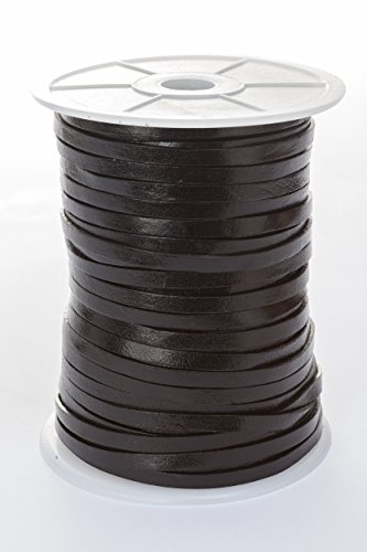 Lederband Flach 5 mm x 1,5 mm. Farbe/Länge: wählbar (5 Meter, Schwarz) von esnado