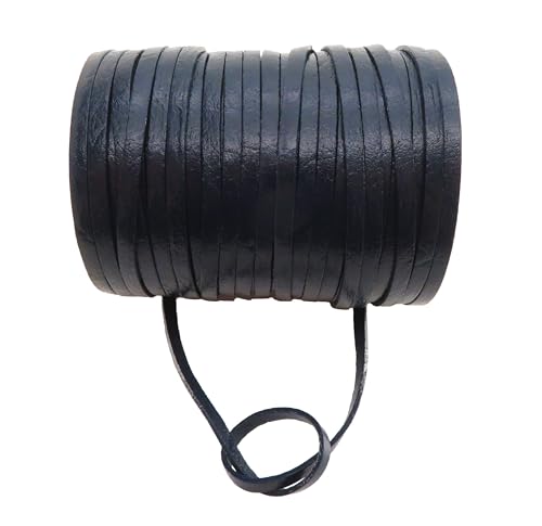 esnado Lederband Flach 5 mm x 2 mm | Farbe: Navy | Länge: 5 Meter – Für Schmuck, Accessoires und kreatives Handwerk von esnado