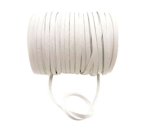 esnado Lederband Flach 5 mm x 2 mm | Farbe: Weiß | Länge: 5 Meter – Für Schmuck, Accessoires und kreatives Handwerk von esnado