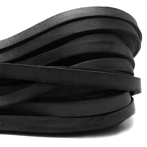 esnado Lederband Flach. 1 cm x 2,5 mm. Schwarz 1 m. - Länge/Farbe: wählbar von esnado