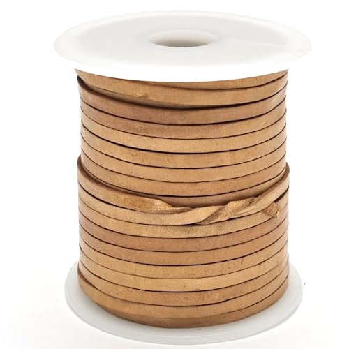 esnado Lederband flach | Breite 3 mm, Dicke 1 mm | Länge: 15 Meter | Farbe: Naturbraun | ECHTES Leder - pflanzlich gegerbt | zum Basteln | Herstellung von Schmuck esnado Lederband flach | Breite 3 mm, Dicke 1 mm | Länge: 15 Meter | Farbe: Naturbraun | ECHTES Leder - pflanzlich gegerbt | zum Basteln | Herstellung von Schmuck von esnado