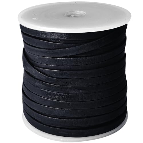 esnado Lederband flach | Breite 4 mm, Dicke 1 mm | Länge: 15 Meter | Farbe: Navy | ECHTES Leder - pflanzlich gegerbt | zum Basteln | Herstellung von Schmuck von esnado