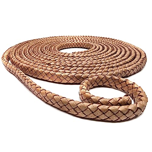 esnado Lederband geflochten oval | Breite: 10 mm | Dicke: 6 mm | Farbe: Natur | Länge: 1 Meter | ECHTES Leder - pflanzlich gegerbt von esnado
