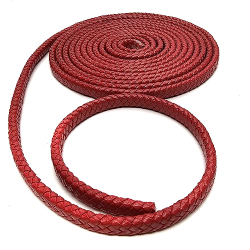 esnado Lederband geflochten oval | Breite: 10 mm | Dicke: 6 mm | Farbe: Rot | Länge: 2 Meter | ECHTES Leder - pflanzlich gegerbt esnado Lederband geflochten oval | Breite: 10 mm | Dicke: 6 mm | Farbe: Rot | Länge: 2 Meter | ECHTES Leder - pflanzlich gegerbt von esnado