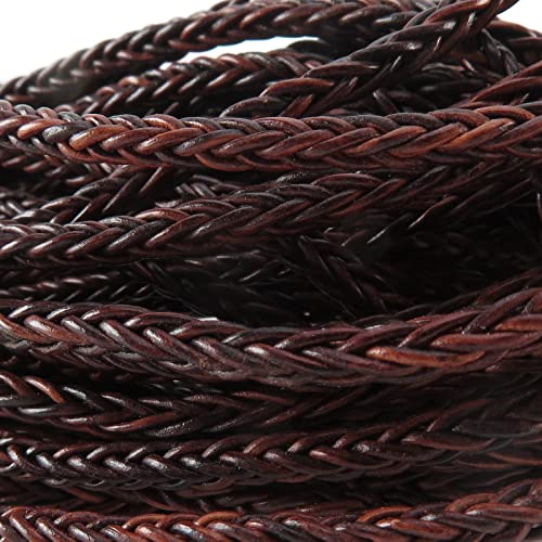 esnado Lederband quadratisch geflochten | 3 mm | Farbe: Antik Braun | Länge: 2 Meter | ECHTES Leder - pflanzlich gegerbt | zum Basteln | Herstellung von Armbändern, Schmuck von esnado