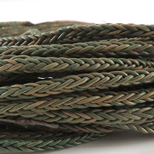 esnado Lederband quadratisch geflochten | 3 mm | Farbe: Mesh Hellgrün | Länge: 1 Meter | ECHTES Leder - pflanzlich gegerbt | zum Basteln | Herstellung von Armbändern, Schmuck von esnado