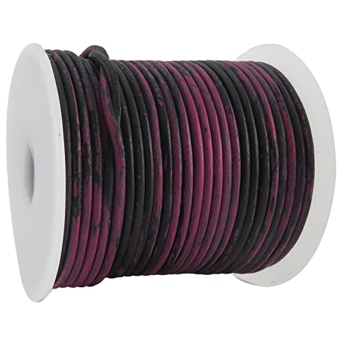 esnado Lederband rund | Durchmesser 2 mm; Zweifarbig Pink-Schwarz - 25 Meter Rolle | ECHTES Leder - pflanzlich gegerbt | zum Basteln | Herstellung von Armbändern, Mittelalter, Schmuck von esnado