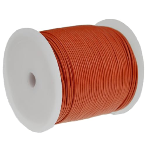 esnado Lederschnur Rund - 1 mm. Orange. 50 Meter auf Rolle | ECHTES Leder | pflanzlich gegerbt | ideal für die Herstellung von Schmuck und Armbändern, Basteln, Dekorieren, DIY-Projekte, Mittelalter von esnado