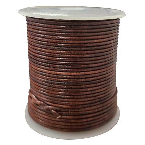 esnado Lederschnur Rund 2 mm. Antik Braun | vegetabil gegerbt | 50 Meter auf praktischer Rolle - zum Basteln, für das kreative Lederhandwerk esnado Lederschnur Rund 2 mm. Antik Braun | vegetabil gegerbt | 50 Meter auf praktischer Rolle - zum Basteln, für das kreative Lederhandwerk von esnado