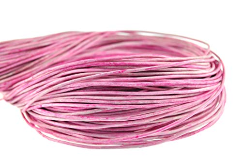 esnado Lederschnur Rund 2 mm. Rose Pink Meliert - 10 Meter von esnado