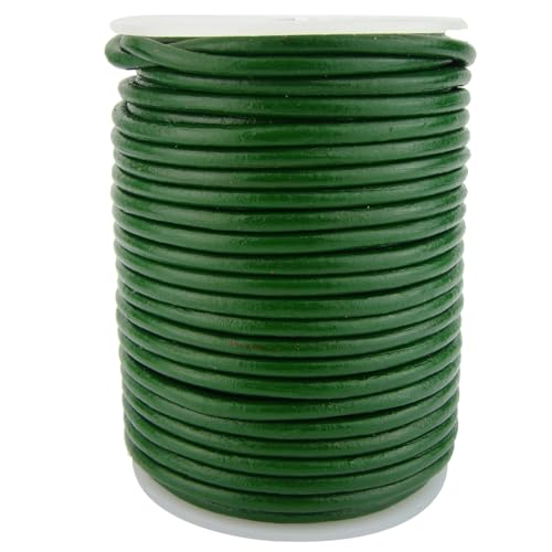 esnado Lederschnur Rund 4 mm | Farbe: Grün | Länge: 10 m - vegetabil gegerbt - ideal für Schmuck und zum Basteln von esnado