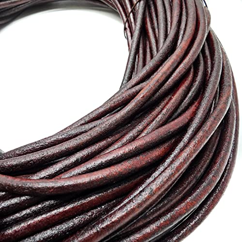 Lederschnur Rund 5 mm. Antik Braun 2 m - Länge/Farbe: wählbar von esnado