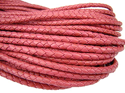 Lederschnur Rund geflochten 3 mm. Pink 1 m - Länge: wählbar von esnado