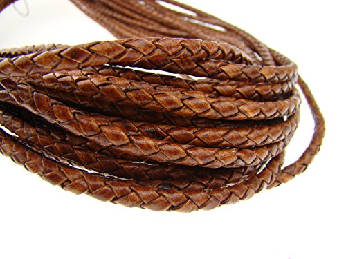Lederschnur Rund geflochten 4 mm. Antik Hellbraun 5 m - Länge: wählbar Lederschnur Rund geflochten 4 mm. Antik Hellbraun 5 m - Länge: wählbar von esnado