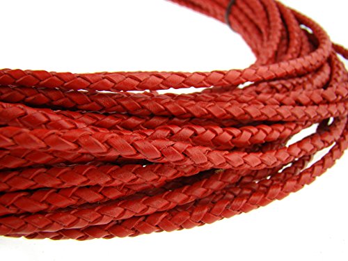 Lederschnur Rund geflochten 4 mm. Rot 5 m - Länge: wählbar Lederschnur Rund geflochten 4 mm. Rot 5 m - Länge: wählbar von esnado