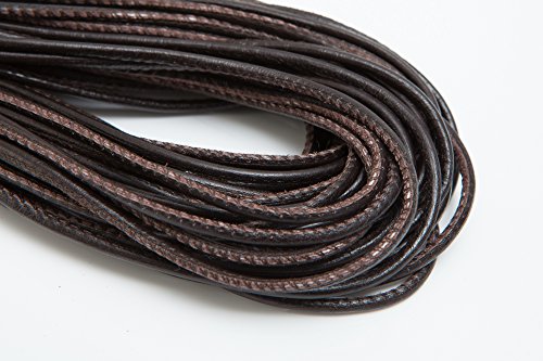 esnado Weiche Lederschnur Gesäumt 2,5 mm. Farbe: Braun – 2 Meter – für Lederschmuck - Farbe/Länge: wählbar von esnado