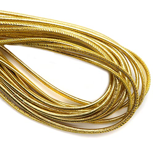 esnado Weiche Lederschnur Gesäumt 2,5 mm. Farbe: Gold – 1 Meter – für Lederschmuck - Farbe/Länge: wählbar von esnado