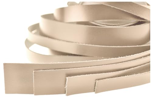 esnado weiches Lederband flach | 1 Meter | Farbe: Natur | Breite: wählbar | ECHTES Leder - pflanzlich gegerbt | zum Basteln | Herstellung von Armbändern, Schmuck (Breite: 30 mm, Natur) von esnado