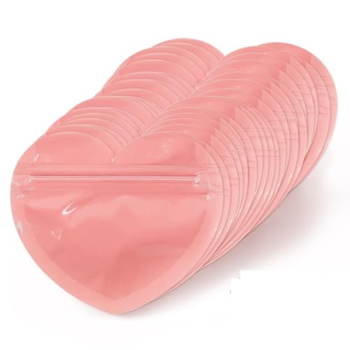 esowemsn 40 Stück herzförmige Schmuckbeutel mit Reißverschluss, PVC, Mini-Schmuckbeutel für Schmuck, Armband, Ohrringe, Halskette von esowemsn