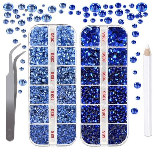 Esseelove Hotfix Strasssteine mit flacher Rückseite, Saphirblau, Hot Fixed Strasssteine zum Bedazzling, 4832 Stück, Edelstein-Picker, Pinzette, Bedazzler Kit mit Strasssteinen zum Basteln, 5 Größen Esseelove Hotfix Strasssteine mit flacher Rückseite, Saphirblau, Hot Fixed Strasssteine zum Bedazzling, 4832 Stück, Edelstein-Picker, Pinzette, Bedazzler Kit mit Strasssteinen zum Basteln, 5 Größen von esseelove