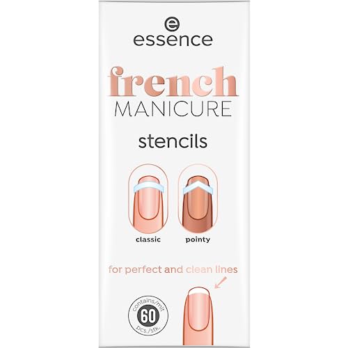 essence french MANICURE stencils, Künstliche Fingernägel, Nr. 01, Weiss, Expressergebnis, French Manicure, Nanopartikel frei, 10er Pack (10x60pcs) von essence cosmetics